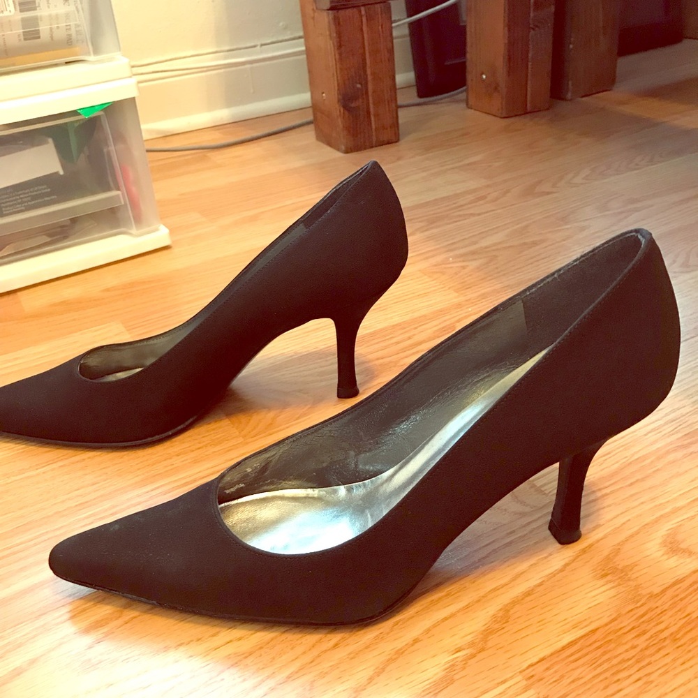 Stuart Weitzman Pointy Toe Black Suede Heels